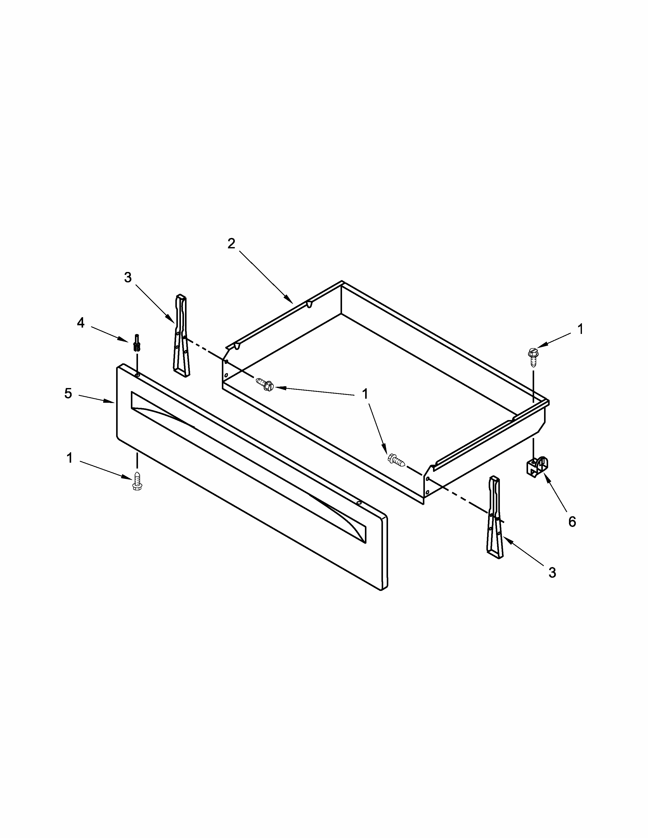 Drawer Parts Diagram and Parts List for IES350XW2  Whirlpool Range