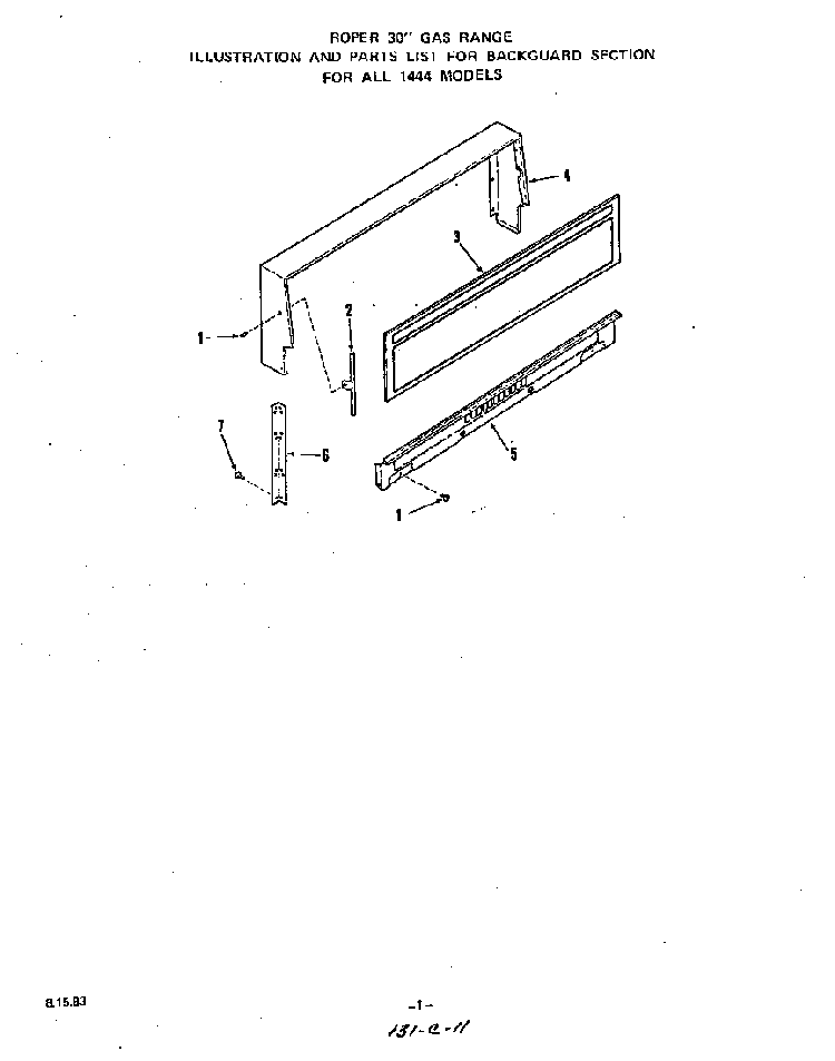 Section 5 Diagram and Parts List for 1444W2A  Roper Range
