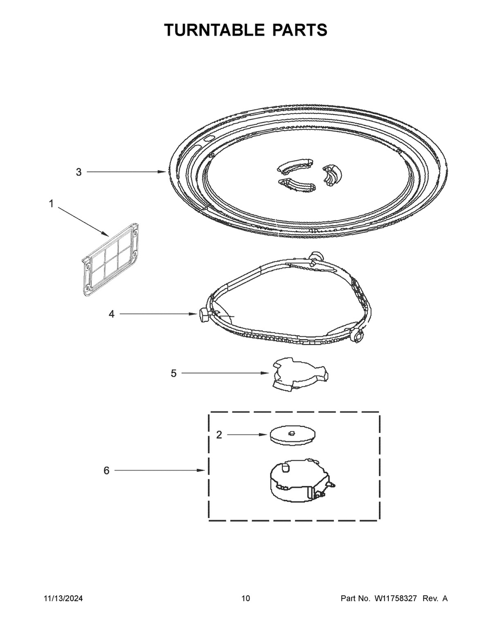 06 - Turntable Parts Diagram and Parts List for WMH31017HB10  Whirlpool Microwave