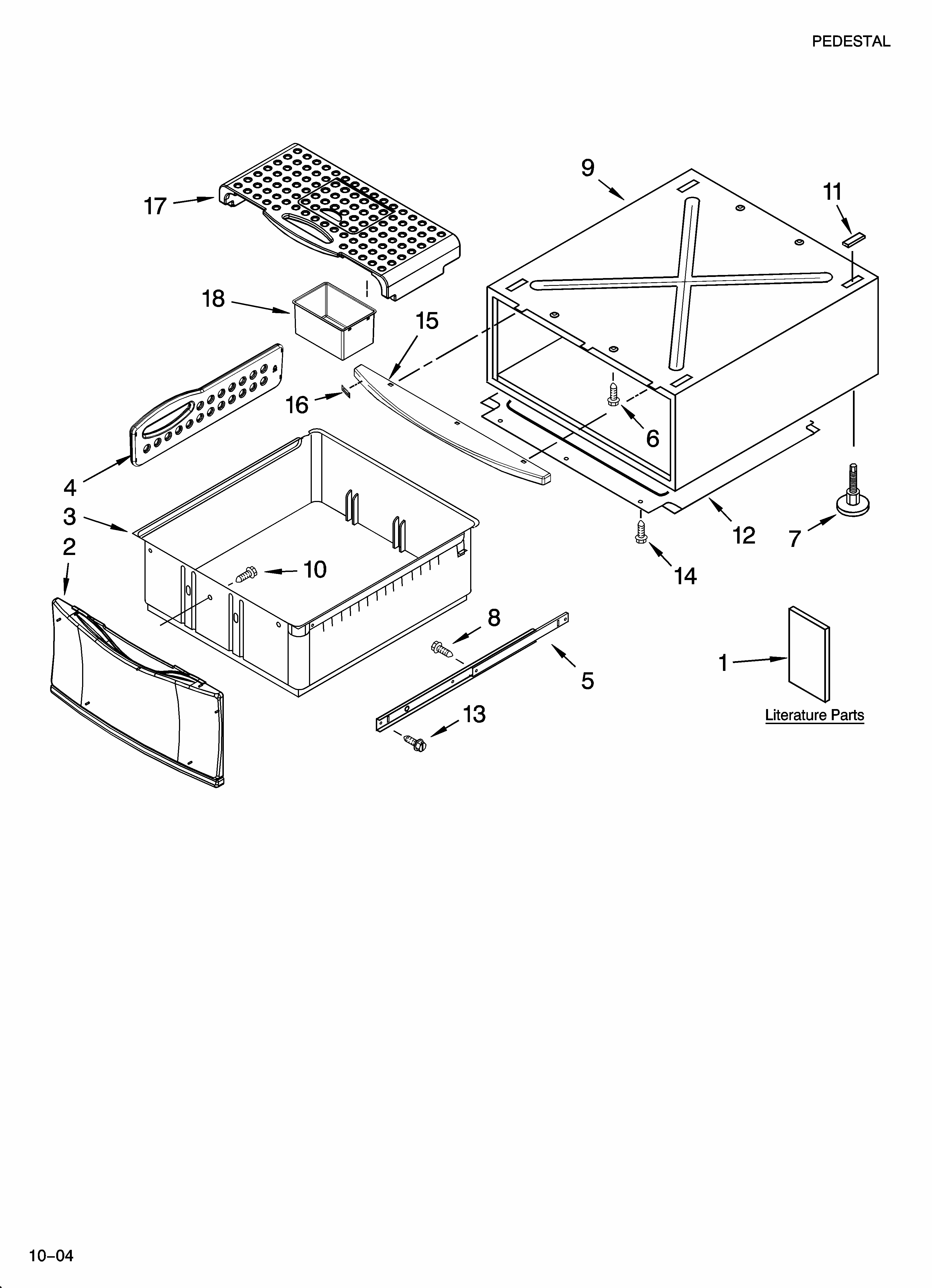 Cabinet Parts Diagram and Parts List for 11055847400  Kenmore Laundry Accessories