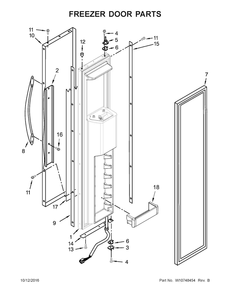 Freezer Door Parts Diagram and Parts List for KSSC36QTS10  KitchenAid Refrigerator