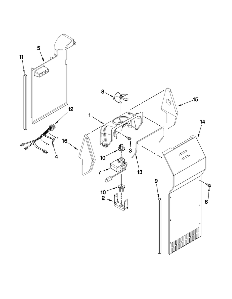 Air Flow Parts Diagram and Parts List for 10650343011  Kenmore Refrigerator