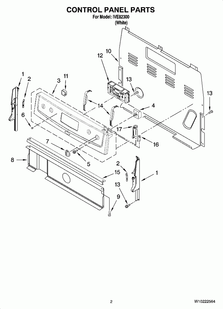CONTROL PANEL PARTS Diagram and Parts List for IVE82300  Inglis Range
