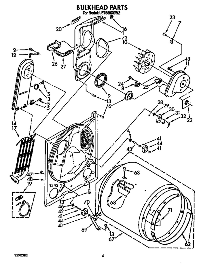 Section 4 Diagram and Parts List for LE7680XSW2  Whirlpool Dryer