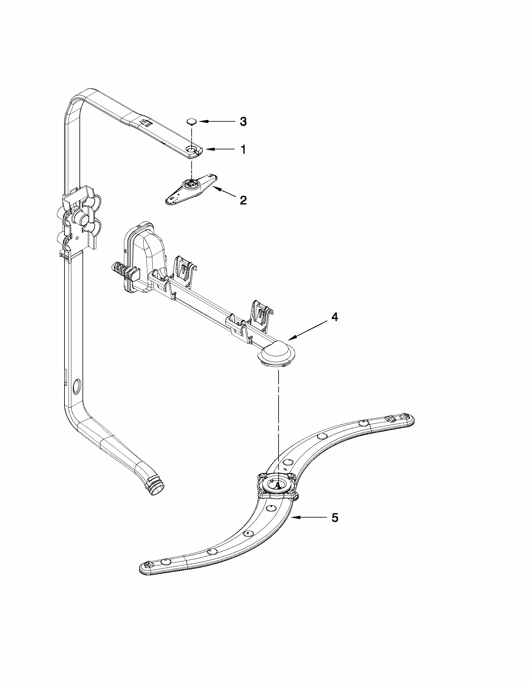Upper Wash And Rinse Parts Diagram and Parts List for 66513292K114  Kenmore Dishwasher