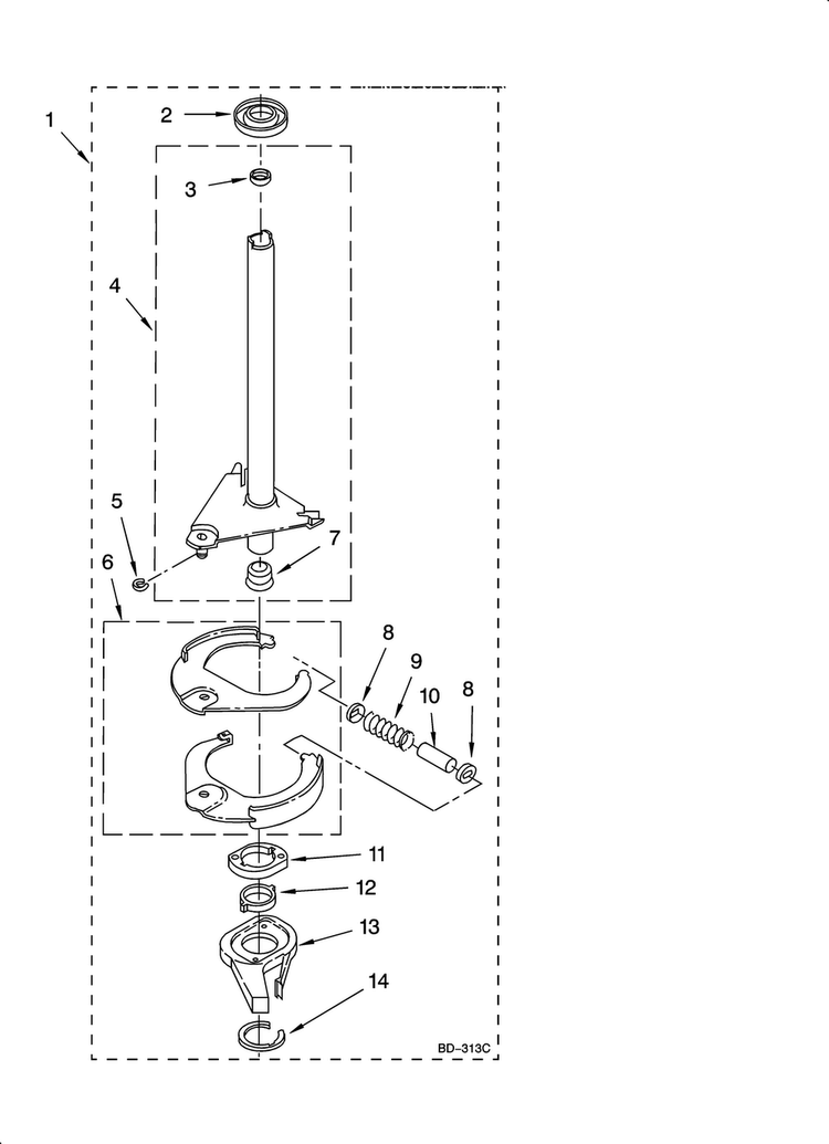 Brake And Drive Tube Parts Diagram and Parts List for 11088732794  Kenmore Washer Dryer Combo