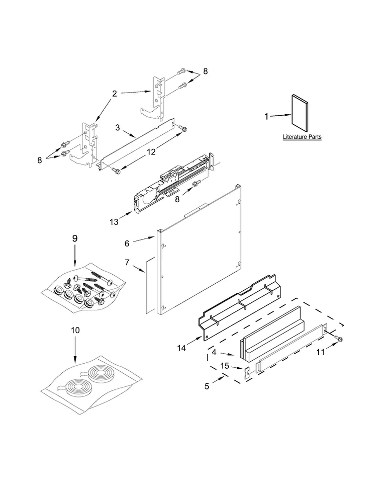 Door And Panel Parts Diagram and Parts List for KDTM504EPA1  KitchenAid Dishwasher