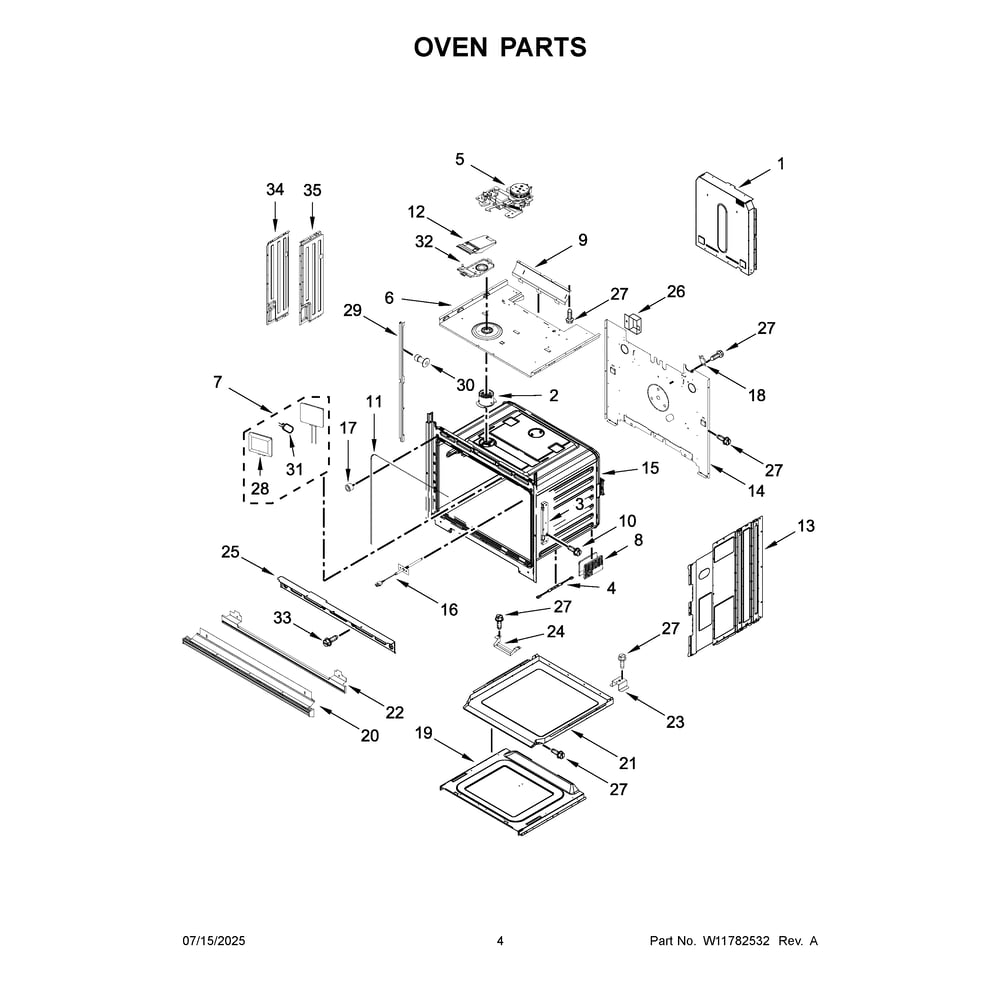 Oven Parts Diagram and Parts List for KOES727SPS00  KitchenAid Wall Oven