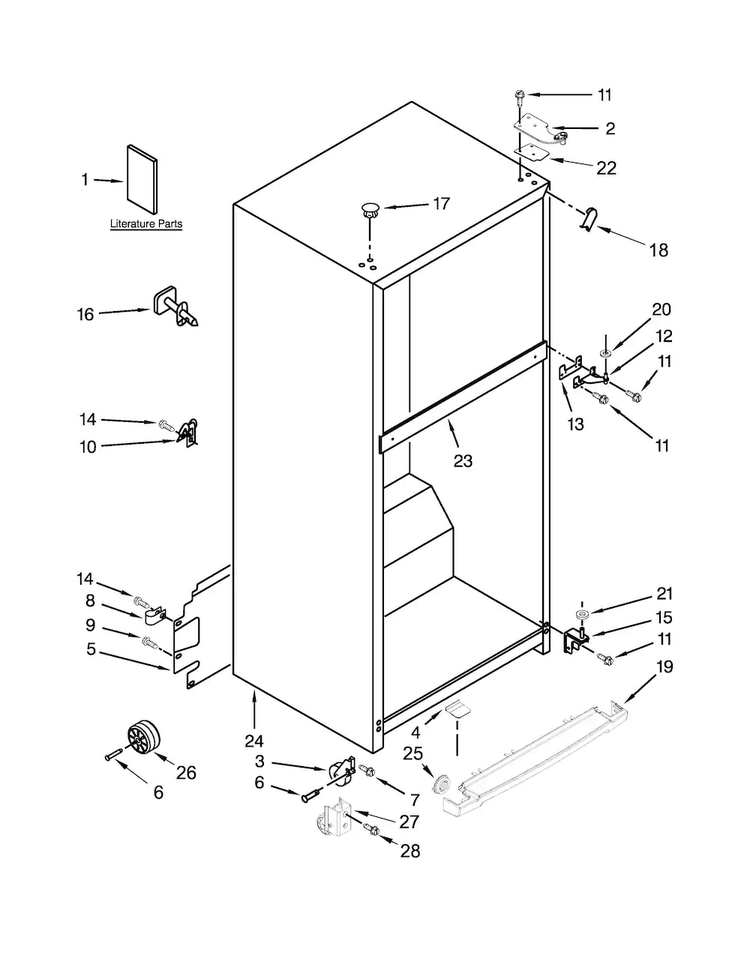 Cabinet Parts Diagram and Parts List for WRT359SFYM02  Whirlpool Refrigerator