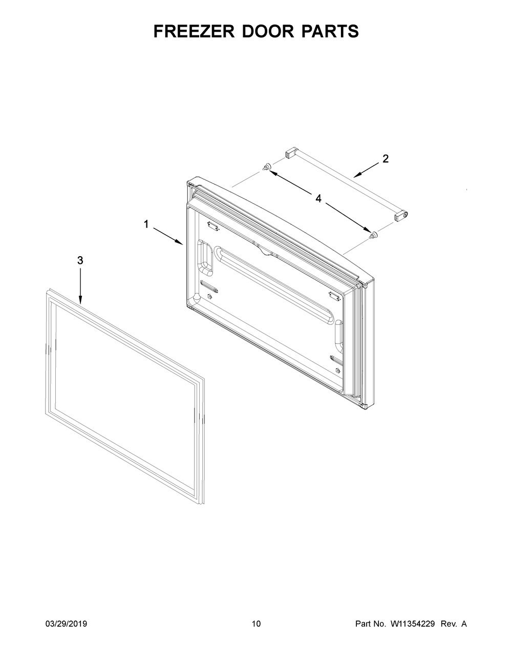 Freezer Door Parts Diagram and Parts List for KRFF305EBS01  Whirlpool Refrigerator