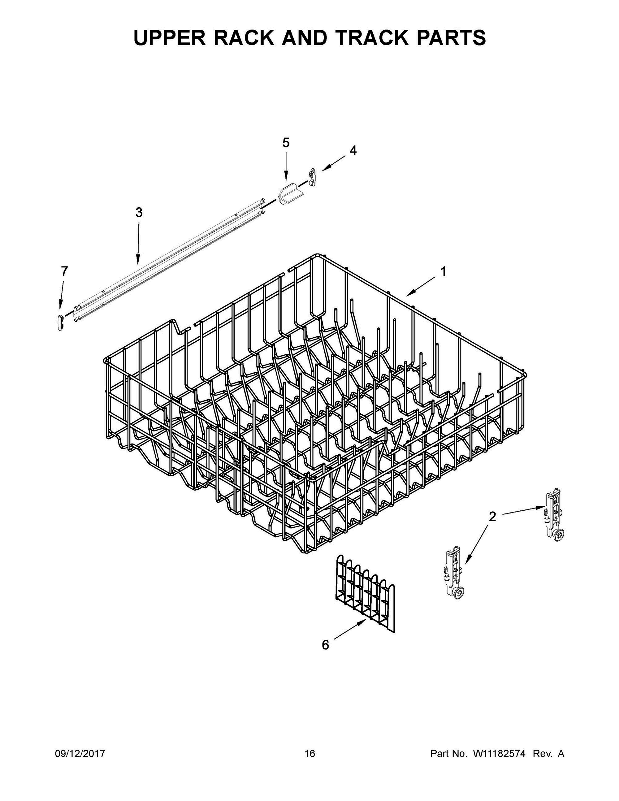 09 - UPPER RACK AND TRACK PARTS Diagram and Parts List for WDF330PAHD1  Whirlpool Dishwasher