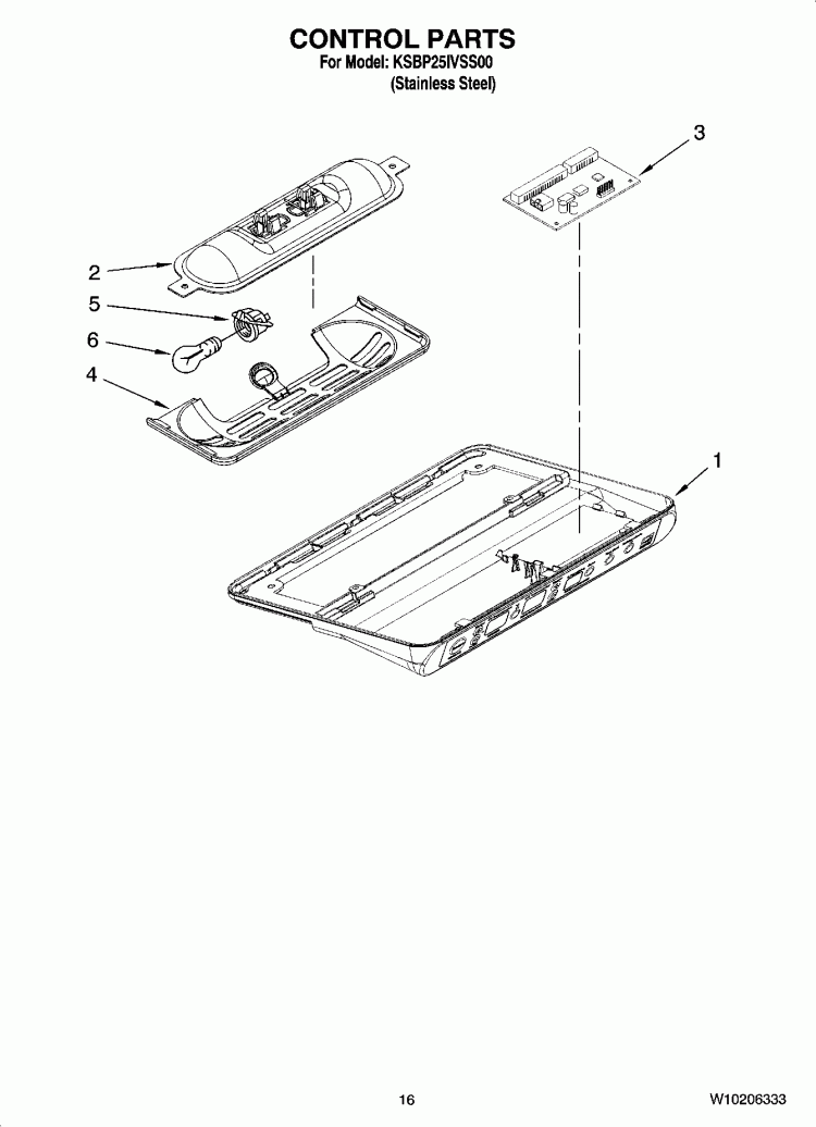 CONTROL PARTS Diagram and Parts List for KSBP25IVSS00  KitchenAid Refrigerator