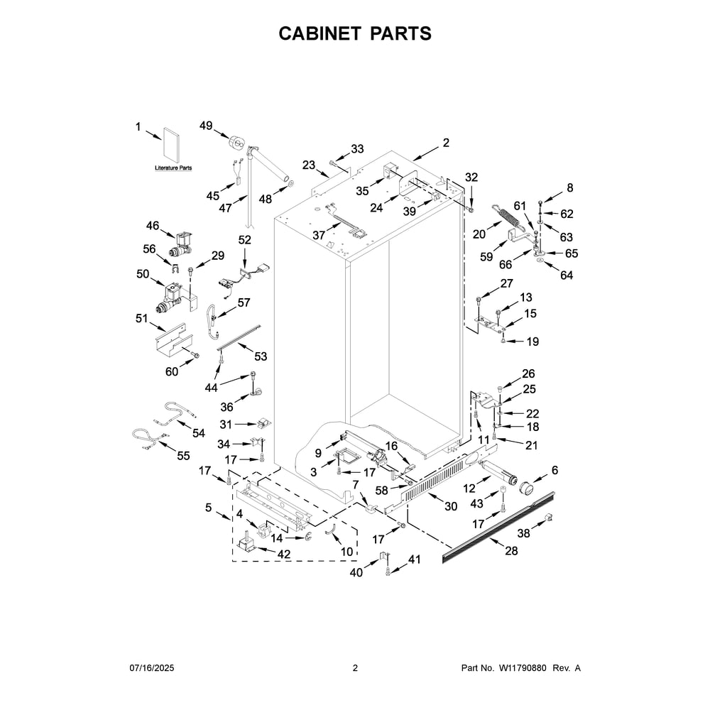 Cabinet Parts Diagram and Parts List for KBSN702MPA01  KitchenAid Refrigerator