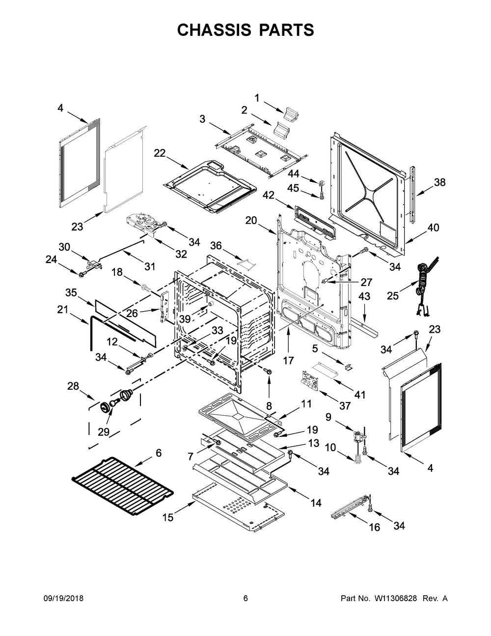 Chassis Parts Diagram and Parts List for IGS790GS0  Whirlpool Range