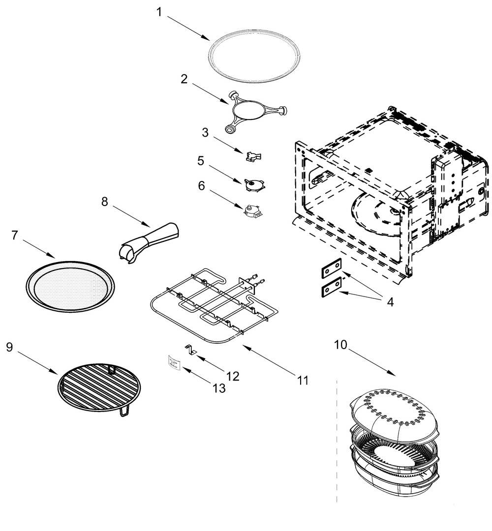 Internal Microwave Parts Diagram and Parts List for JOECC530RL00  Whirlpool Microwave Oven Combo