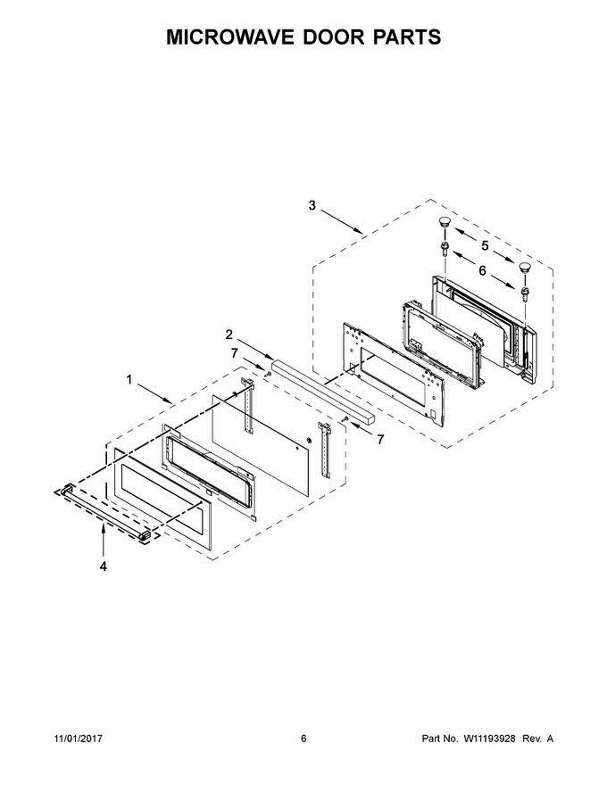 04 - Microwave Door Parts Diagram and Parts List for KOCE500ESS06  KitchenAid Microwave Oven Combo