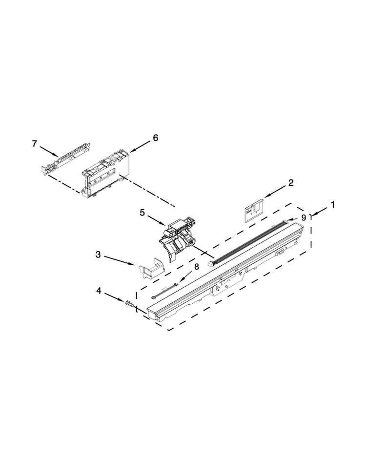Control Panel And Latch Parts Diagram and Parts List for KUDS30SXSS9  KitchenAid Dishwasher