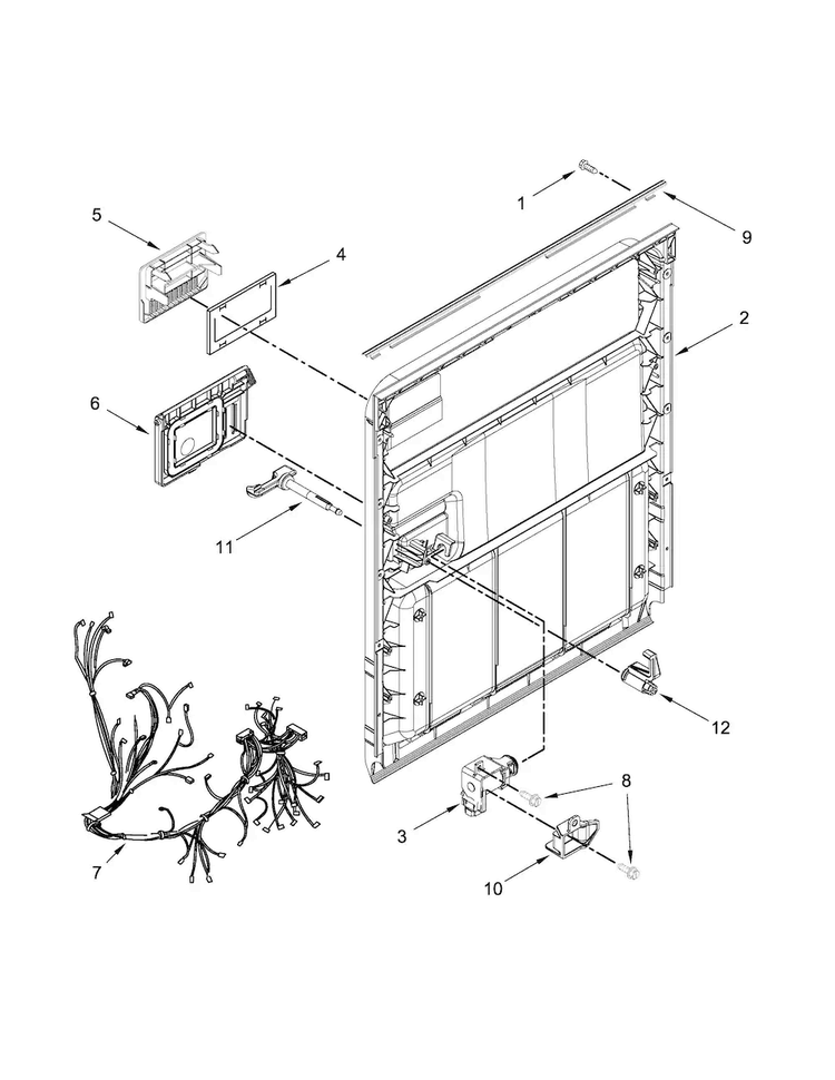Inner Door Parts Diagram and Parts List for WDF110PABT4  Whirlpool Dishwasher