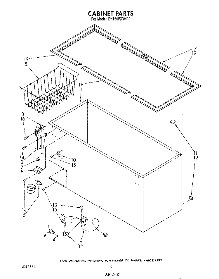 SECTION Diagram and Parts List for EH150FXVN00  Whirlpool Freezer