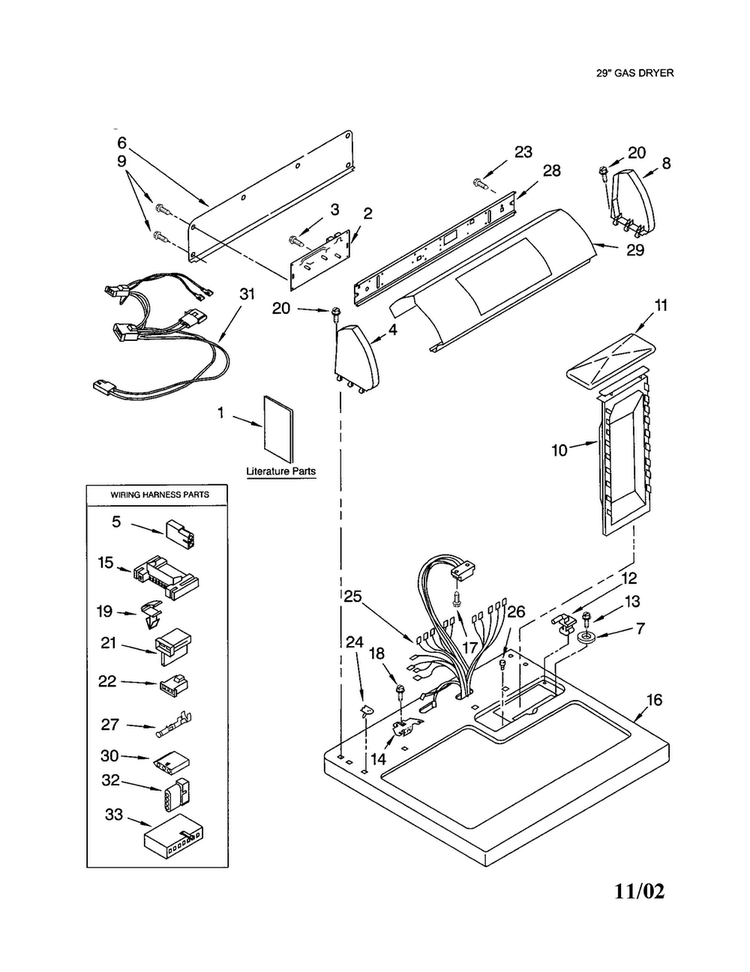 Top And Console Diagram and Parts List for 7MGGX9868JQ2  Whirlpool Dryer