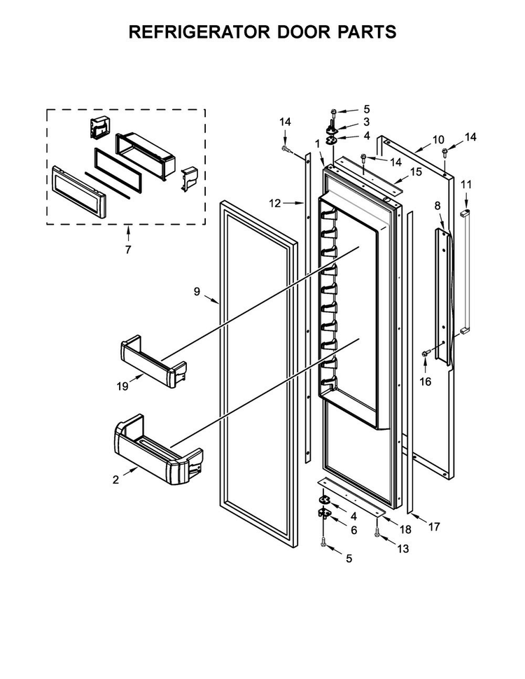 Refrigerator Door Parts Diagram and Parts List for KBSD606ESS01  KitchenAid Refrigerator