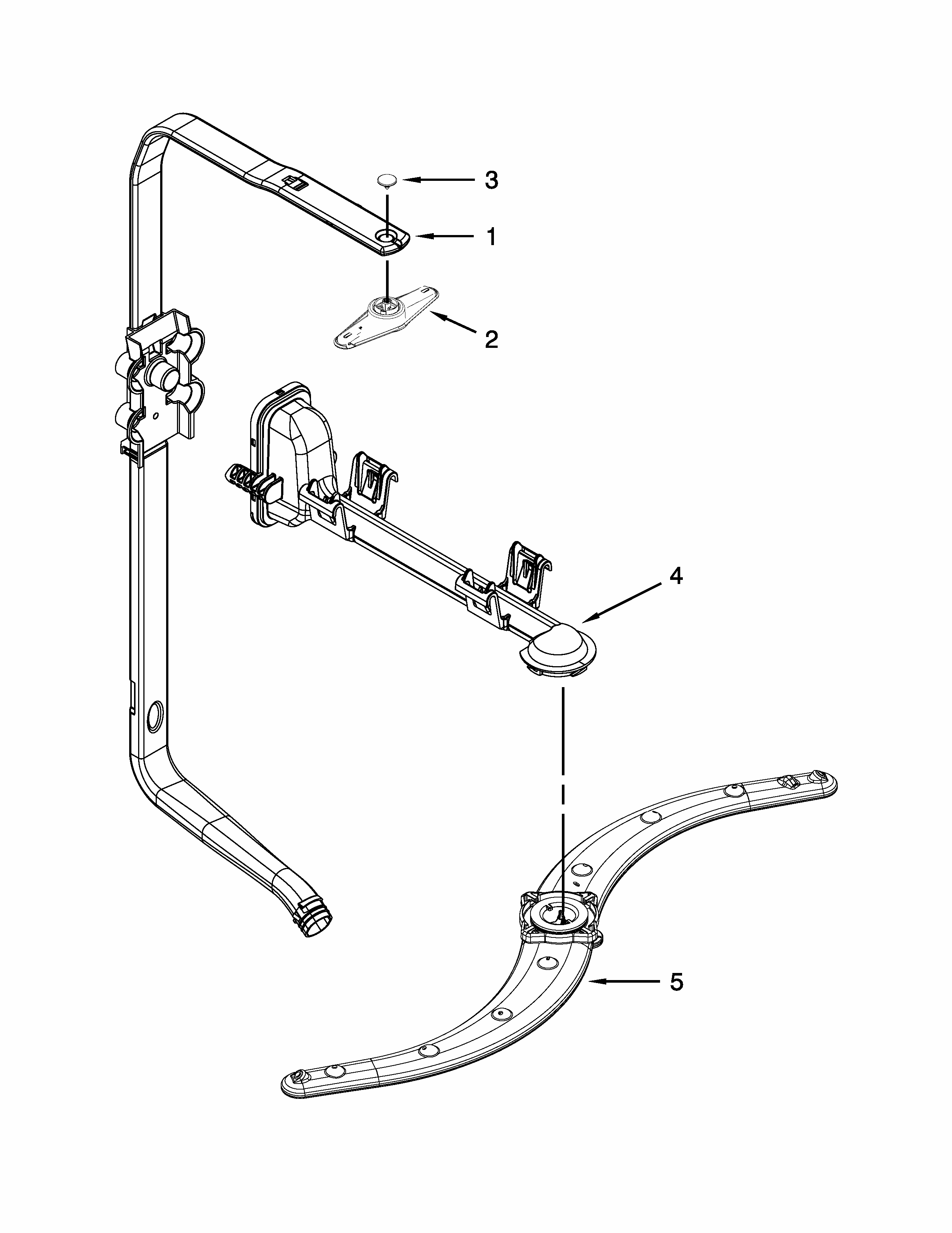 Upper Wash And Rinse Parts Diagram and Parts List for 66513272K117  Kenmore Dishwasher