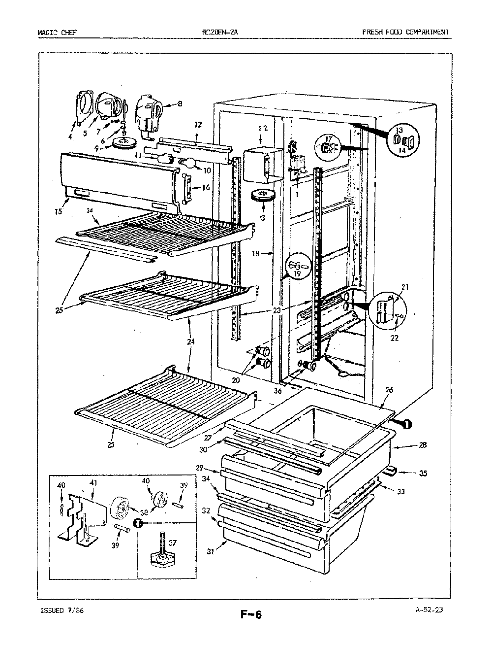 03 - Fresh Food Compartment Diagram and Parts List for RC20EA-2A  Whirlpool Refrigerator