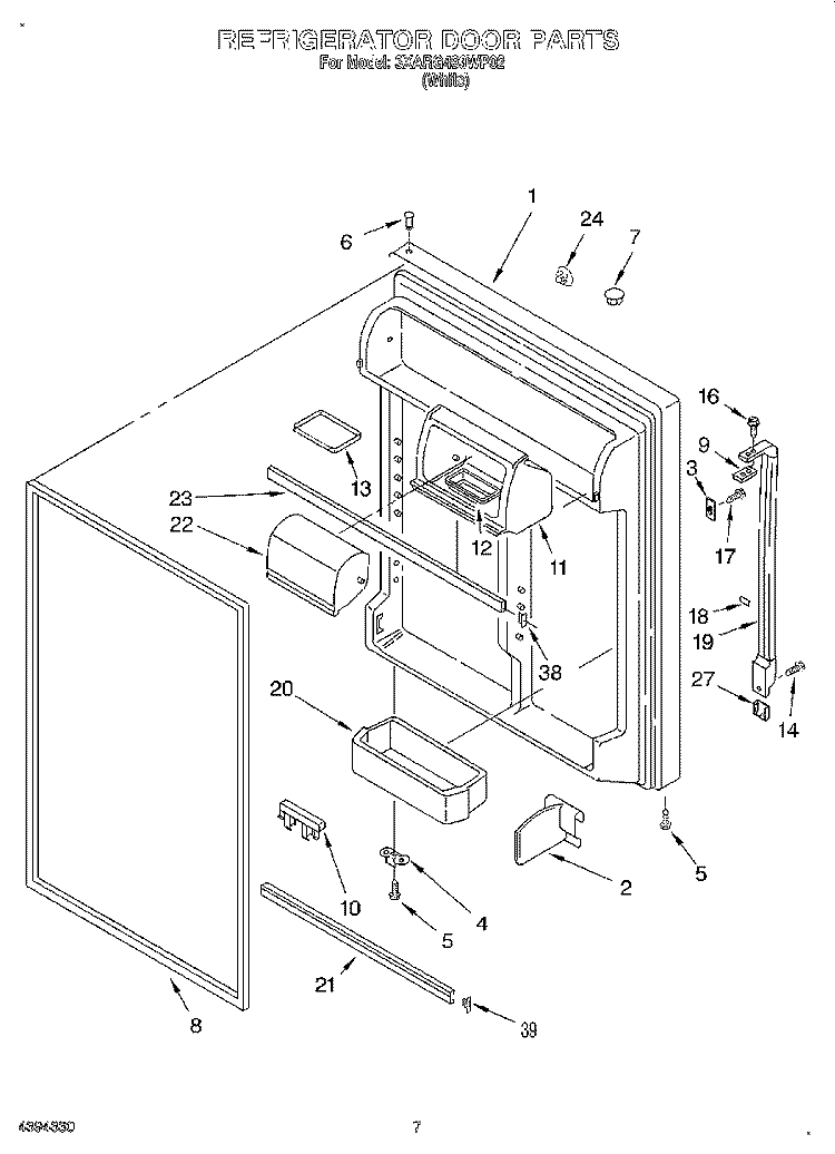 REFRIGERATOR DOOR Diagram and Parts List for 3XARG493WP02  Whirlpool Refrigerator