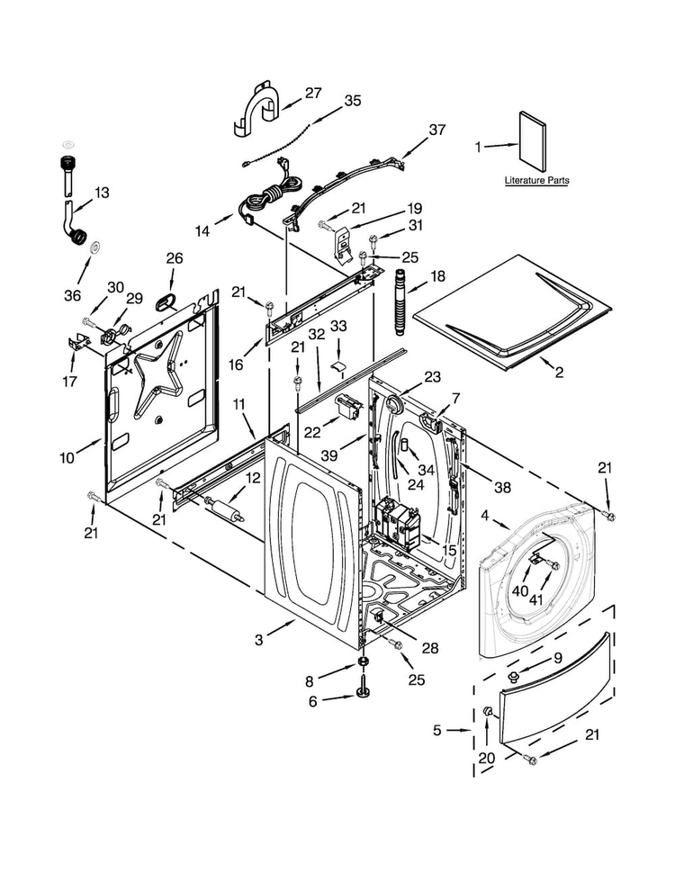 Top And Cabinet Parts Diagram and Parts List for WFW8300SW01  Whirlpool Washer