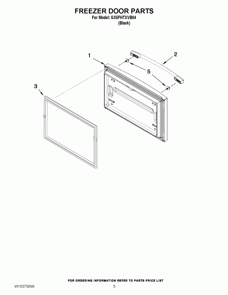 FREEZER DOOR PARTS Diagram and Parts List for GX5FHTXVB04  Whirlpool Refrigerator