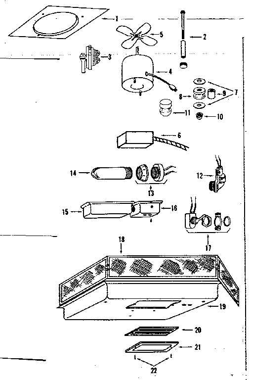 Turbo- Flo Hood Diagram and Parts List for 1559205  Kenmore Range Hood