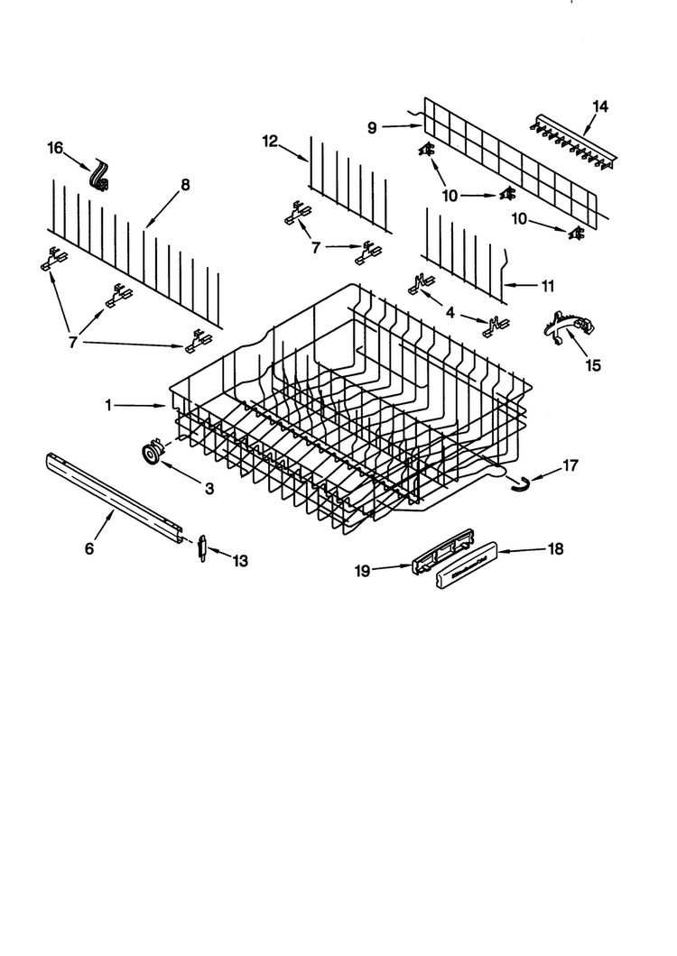 Upper Rack And Track Diagram and Parts List for KUDC24SESS24  KitchenAid Dishwasher