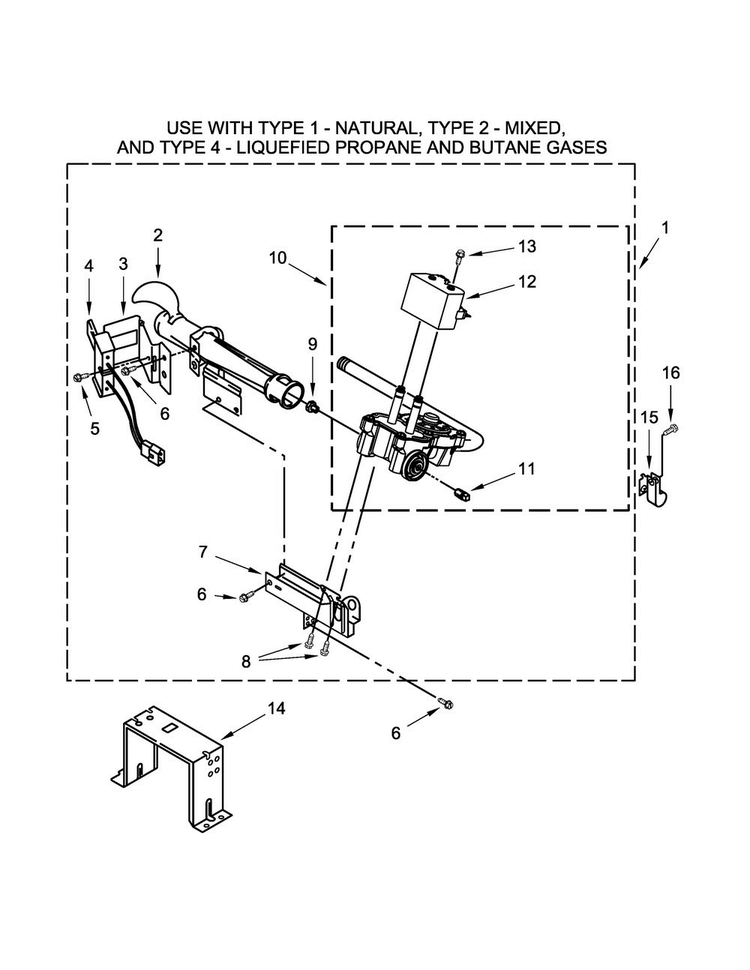 Burner Assembly Parts Diagram and Parts List for WGD71HEDW0  Whirlpool Dryer