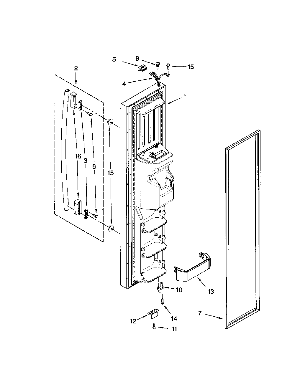 Freezer door Diagram and Parts List for 10658982801  Kenmore Refrigerator