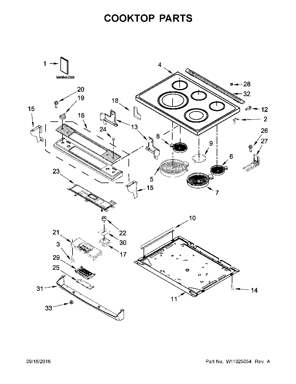 Cooktop parts Diagram and Parts List for 66495123610  Kenmore Range