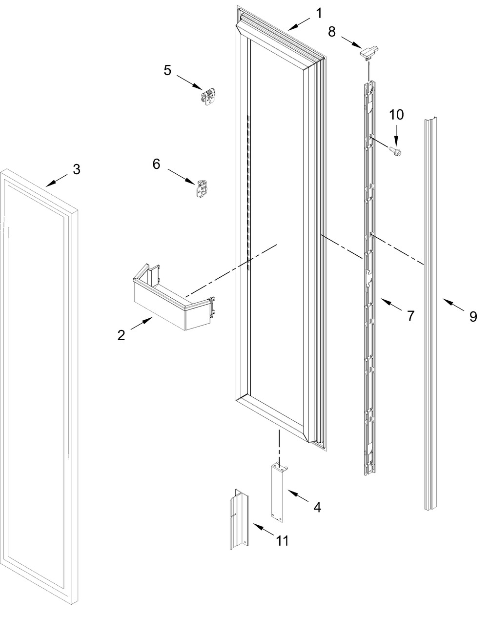 Refrigerator Door Parts Diagram and Parts List for JBRFL24IGX20  Whirlpool Refrigerator