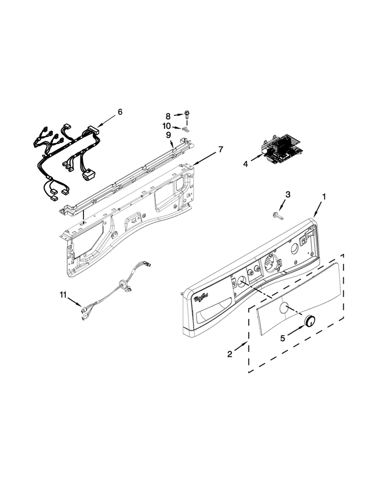 Control Panel Parts Diagram and Parts List for WFW81HEDW0  Whirlpool Washer
