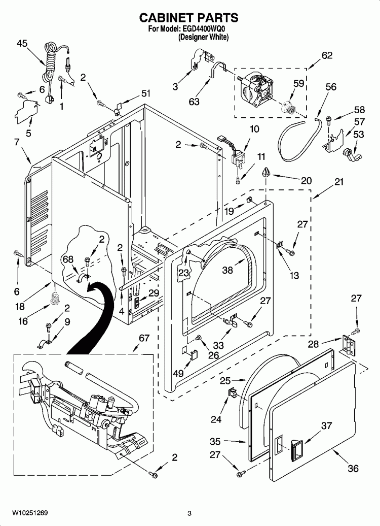 CABINET PARTS Diagram and Parts List for EGD4400WQ0  Estate Dryer