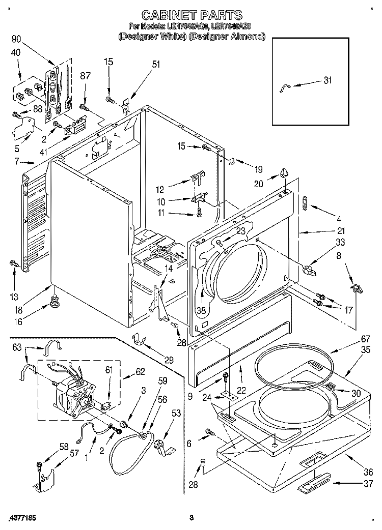 SECTION Diagram and Parts List for LER7646AZ0  Whirlpool Dryer