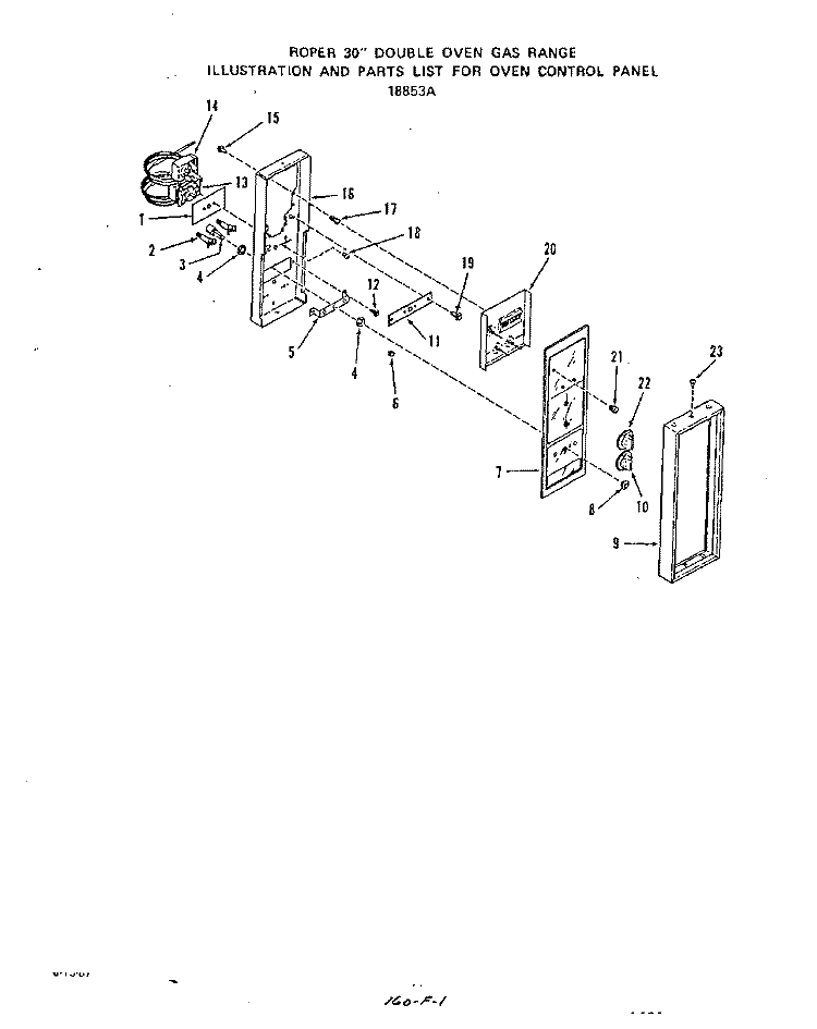 OVEN CONTROL PANEL Diagram and Parts List for 1885W3A  Roper Range