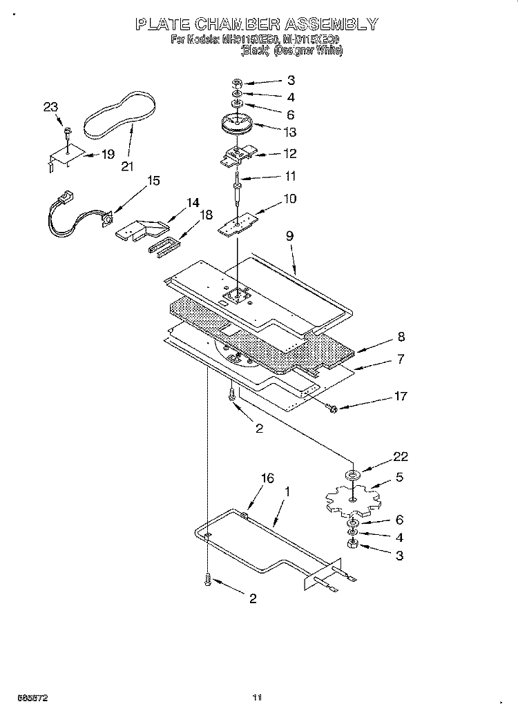 PLATE CHAMBER ASSEMBLY Diagram and Parts List for MH9115XEQ0  Whirlpool Microwave