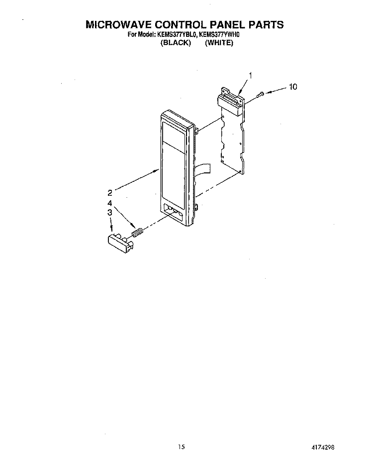 MICROWAVE CONTROL PANEL Diagram and Parts List for KEMS377YBL0  KitchenAid Wall Oven