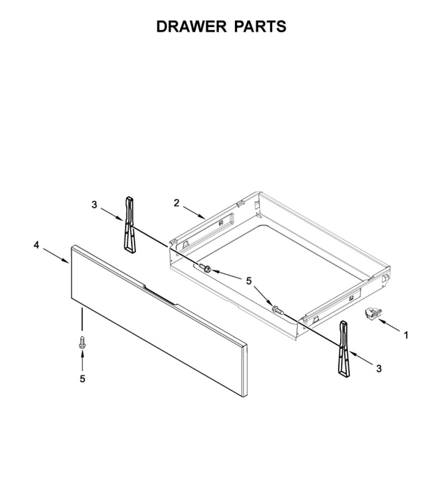 Drawer Parts Diagram and Parts List for WFG535S0JS1  Whirlpool Range
