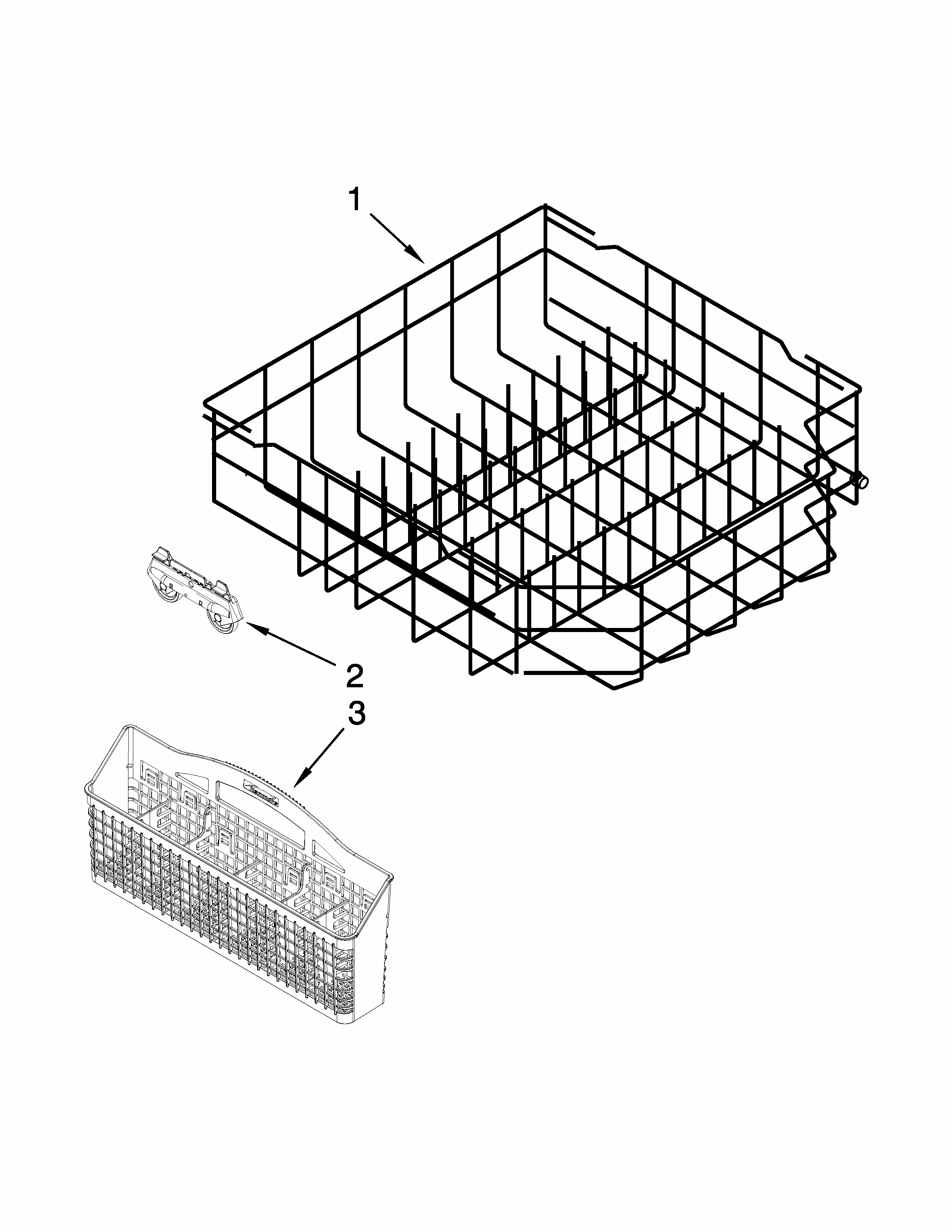 Lower Rack Parts Diagram and Parts List for 66513229N412  Kenmore Dishwasher