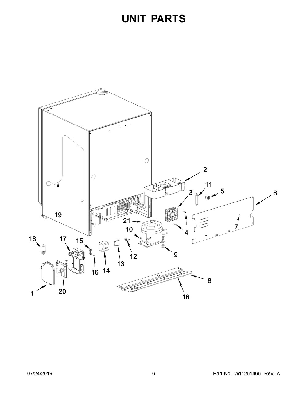 Unit Parts Diagram and Parts List for WUR50X24HZ0  Whirlpool Refrigerator