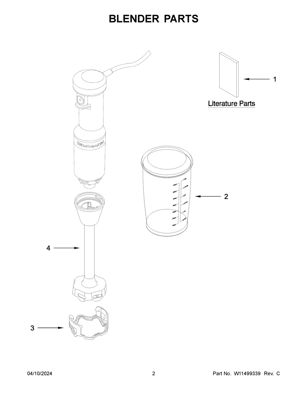 Blender Parts Diagram and Parts List for KHBV53IB0  KitchenAid Blender