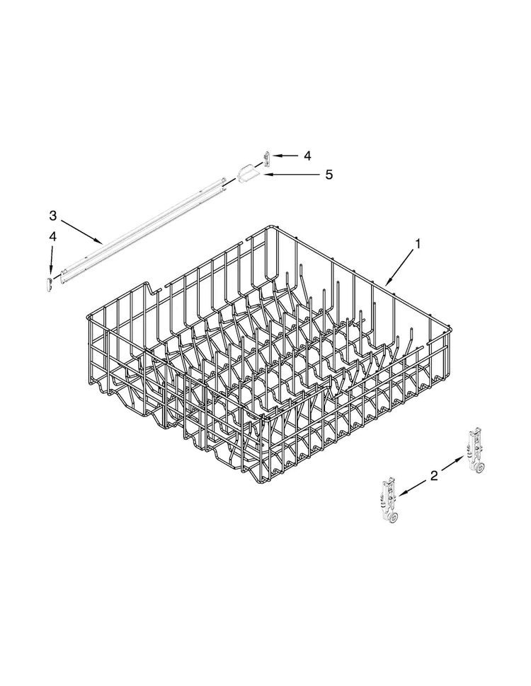 Upper Rack And Track Parts Diagram and Parts List for WDP350PAAB5  Whirlpool Dishwasher
