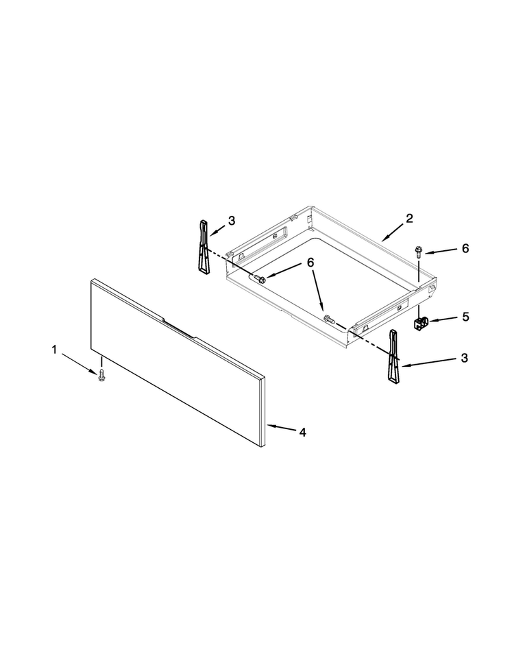 Drawer Parts Diagram and Parts List for WFE710H0AS1  Whirlpool Range