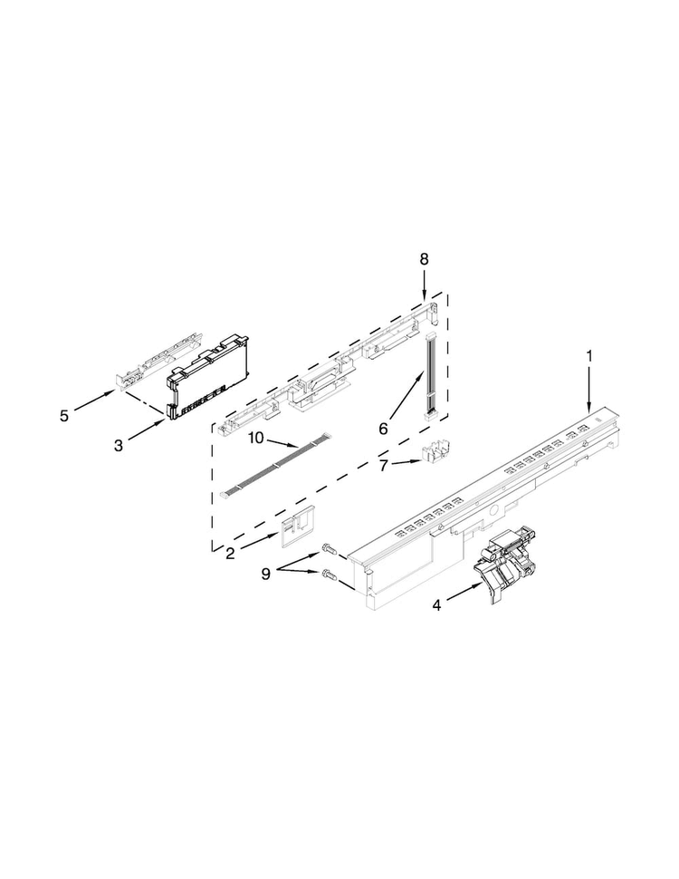Control Panel And Latch Parts Diagram and Parts List for WDT910SSYB3  Whirlpool Dishwasher