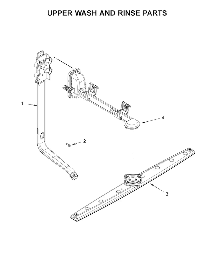 Upper Wash And Rinse Parts Diagram and Parts List for WDF330PAHW0  Whirlpool Dishwasher